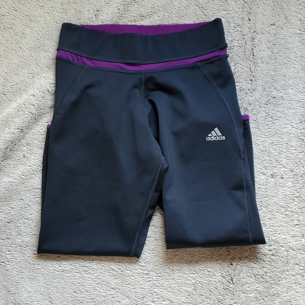 Adidas cropped leggings size small purple black